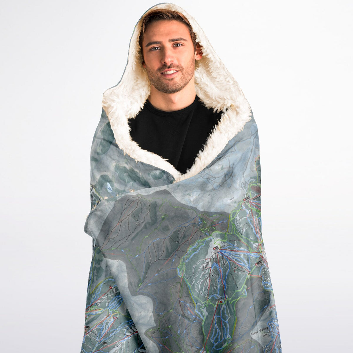 Wasatch Back, Utah Ski Trail Map - Adult Hooded Blanket