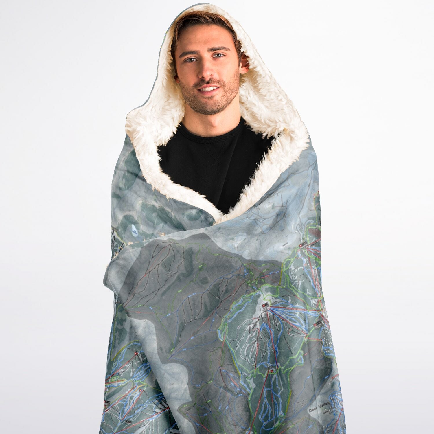 Wasatch Back, Utah Ski Trail Map - Adult Hooded Blanket