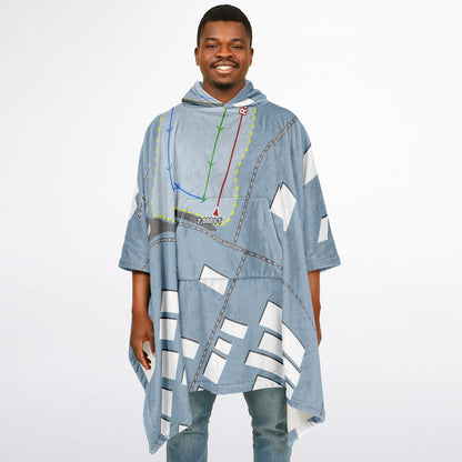 Lees Ski Hill, Colorado Ski Resort Map Flannel Blanket Poncho