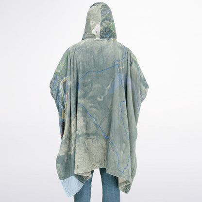 Camden Snow Bowl, Maine Ski Resort Map Flannel Blanket Poncho