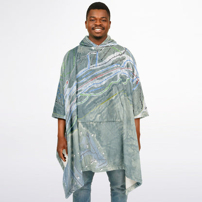 Camden Snow Bowl, Maine Ski Resort Map Flannel Blanket Poncho