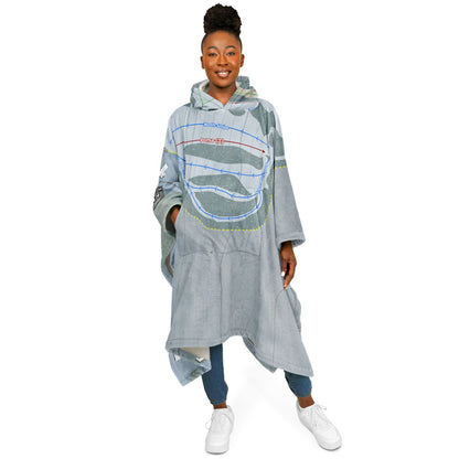 Beartown, New York Ski Resort Map Flannel Blanket Poncho