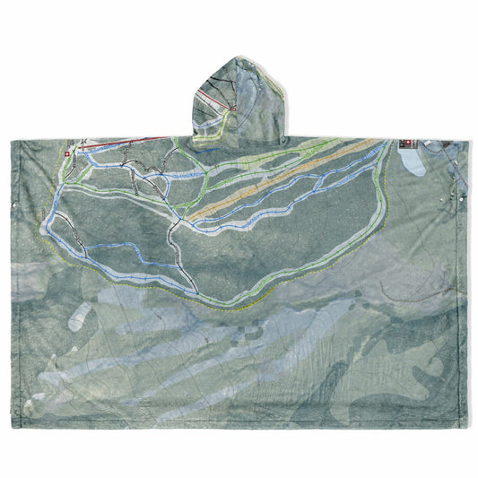 Ragged Mountain, New Hampshire Ski Resort Map Flannel Blanket Poncho