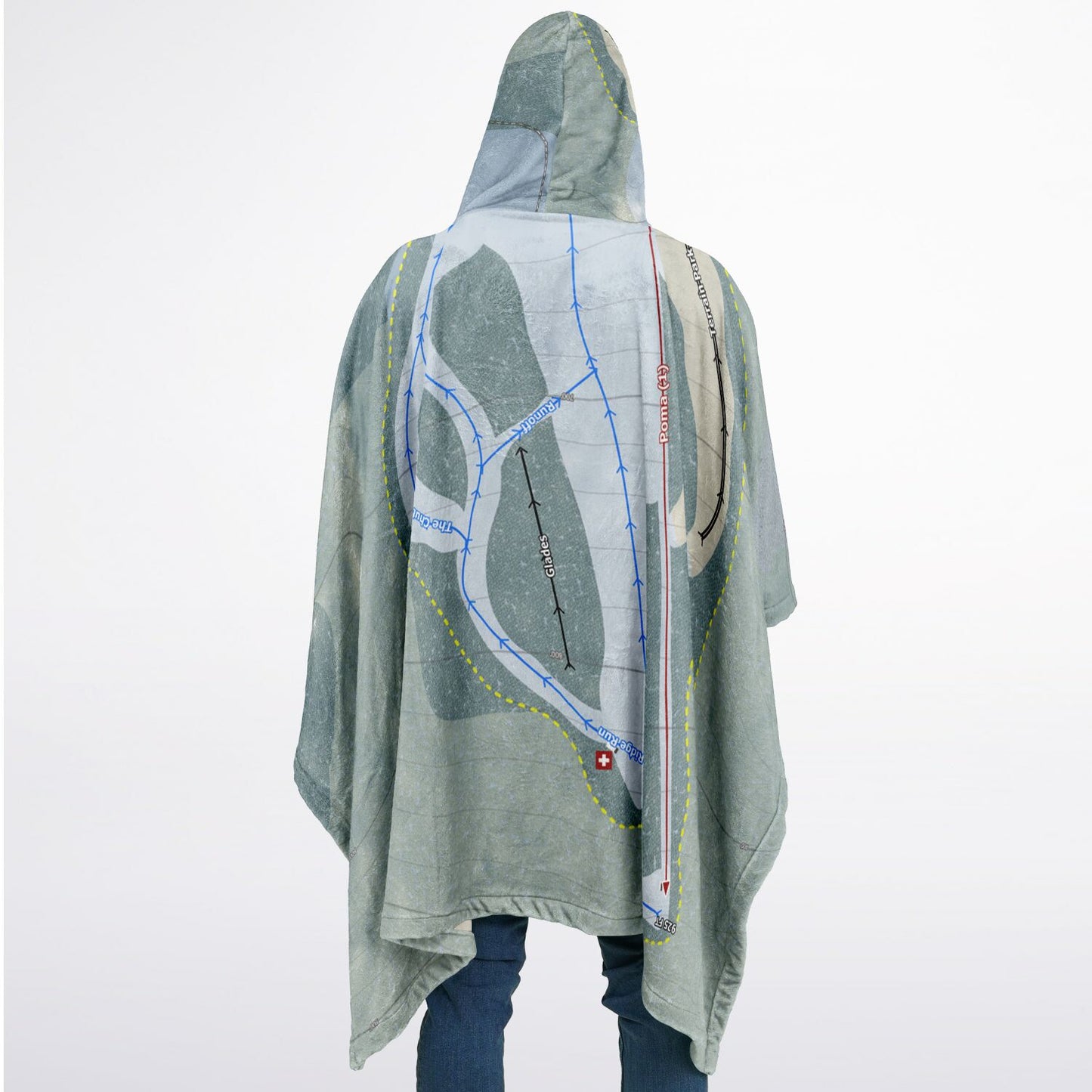 Storrs Hill, New Hampshire Ski Resort Map Flannel Blanket Poncho