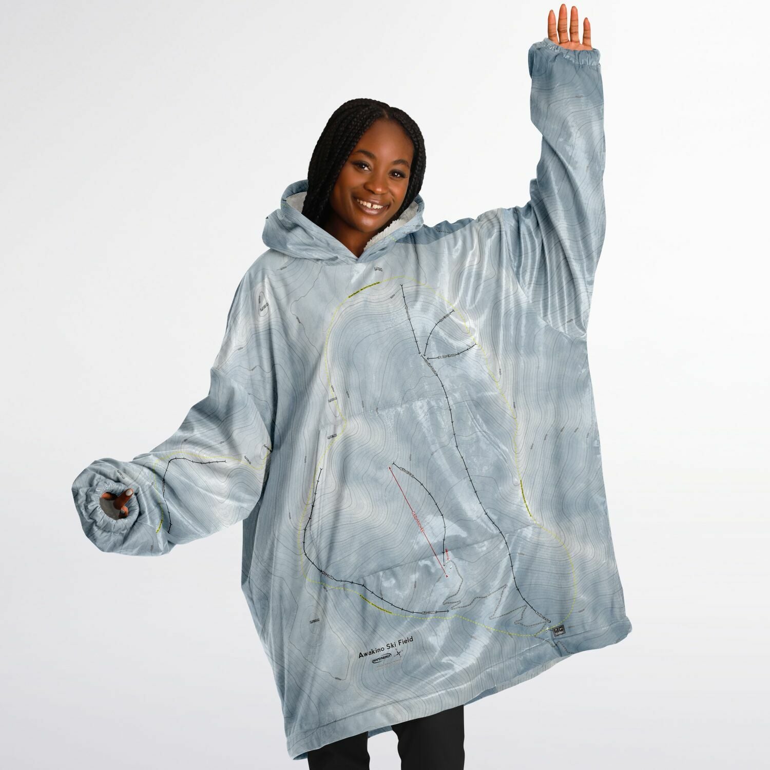 Awakino Ski Field, New Zealand Ski Trail Map - Snug Hoodie