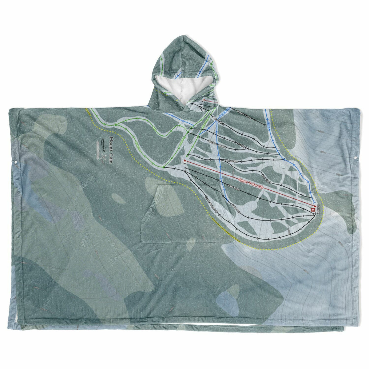 Mount Cain, British Columbia Ski Resort Map Flannel Blanket Poncho