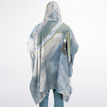 Mulligans Hollow, Michigan Ski Resort Map Flannel Blanket Poncho