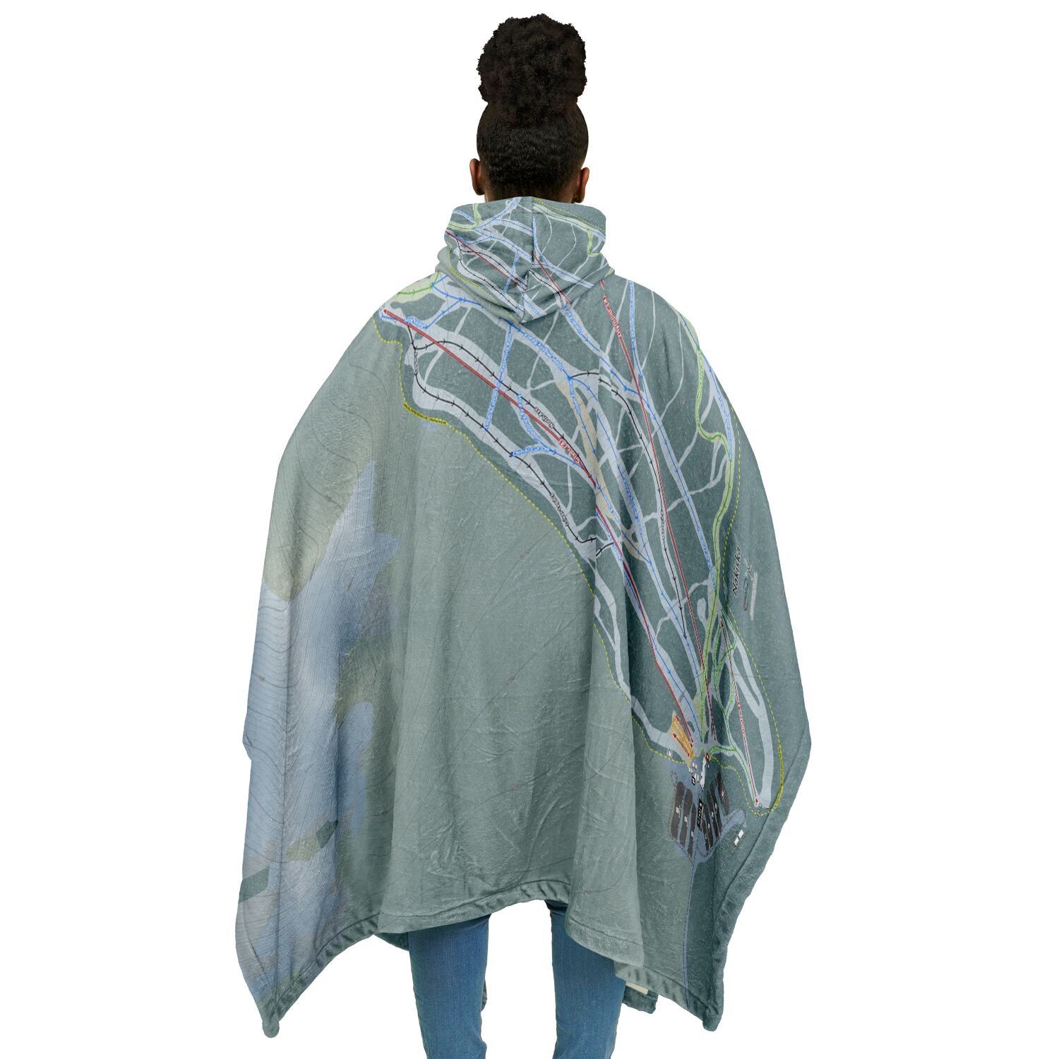 Nakiska, Alberta Ski Resort Map Flannel Blanket Poncho