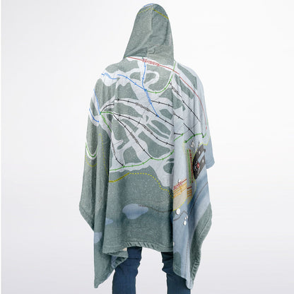 Ski Cloudcroft, New Mexico Ski Resort Map Flannel Blanket Poncho