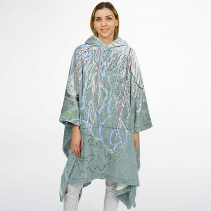 Mt Bachelor, Oregon Ski Resort Map Flannel Blanket Poncho