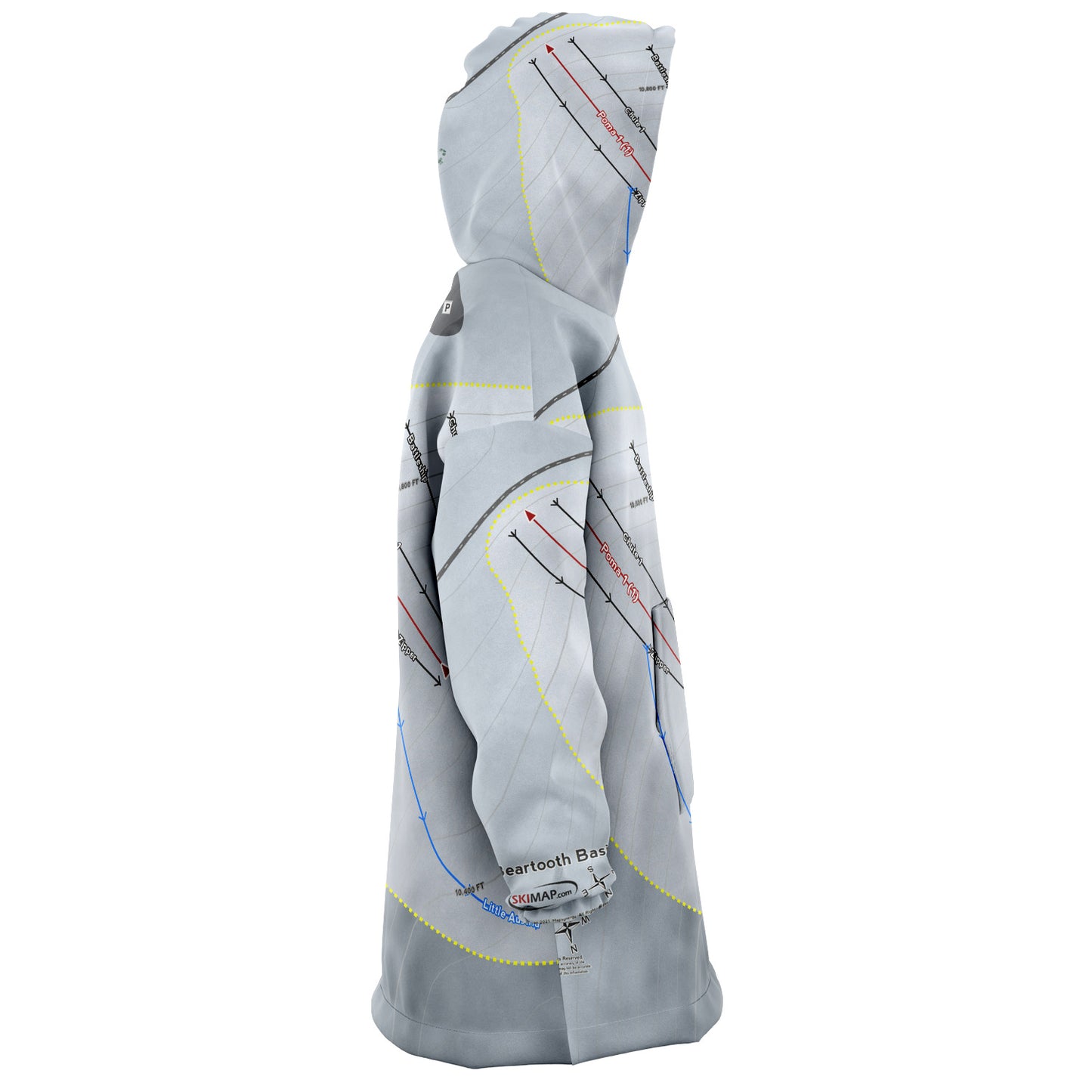 Beartooth Basin, Wyoming Ski Trail Map Snug Hoodie