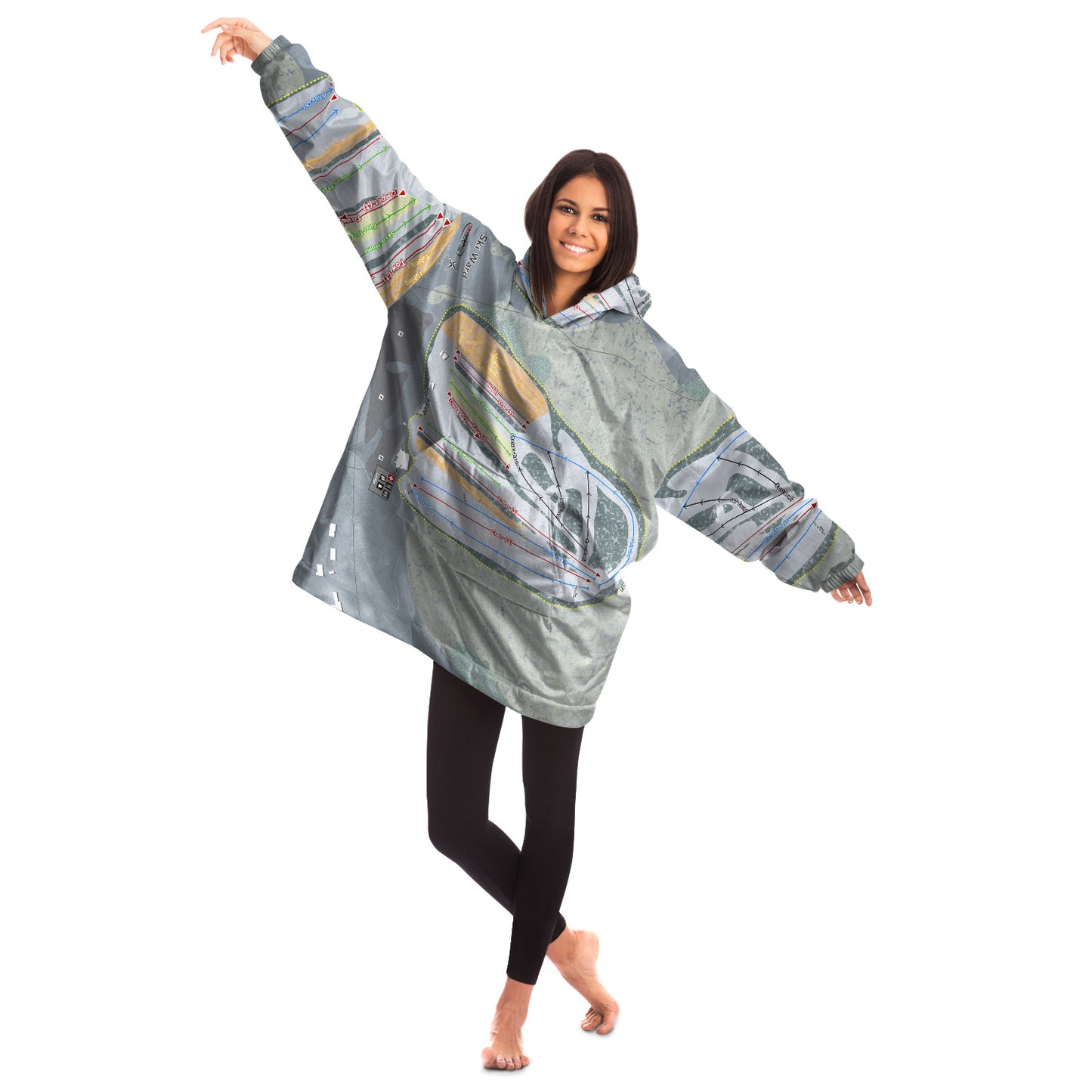 Ski Ward, Massachusetts Ski Trail Map Snug Hoodie