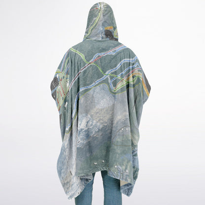 Ski Butternut, Massachusetts Ski Resort Map Flannel Blanket Poncho