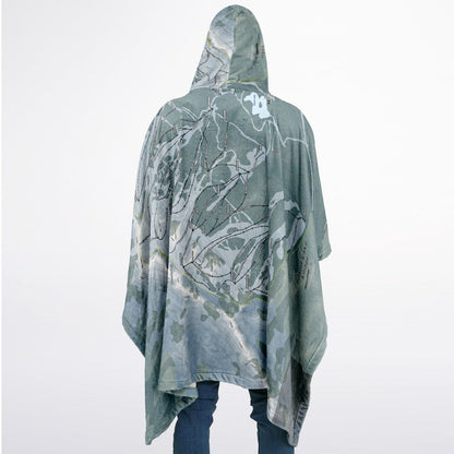 Island Lake Lodge, British Columbia Ski Resort Map Flannel Blanket Poncho