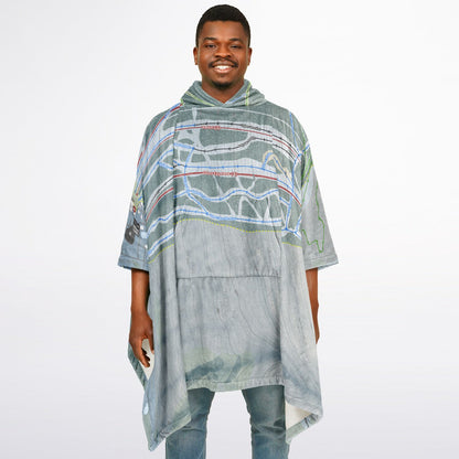 Bristol Mountain, New York Ski Resort Map Flannel Blanket Poncho