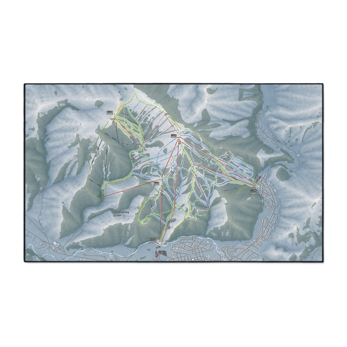 Sun Valley, Idaho Ski Resort Map Heavy Duty Floor Mat