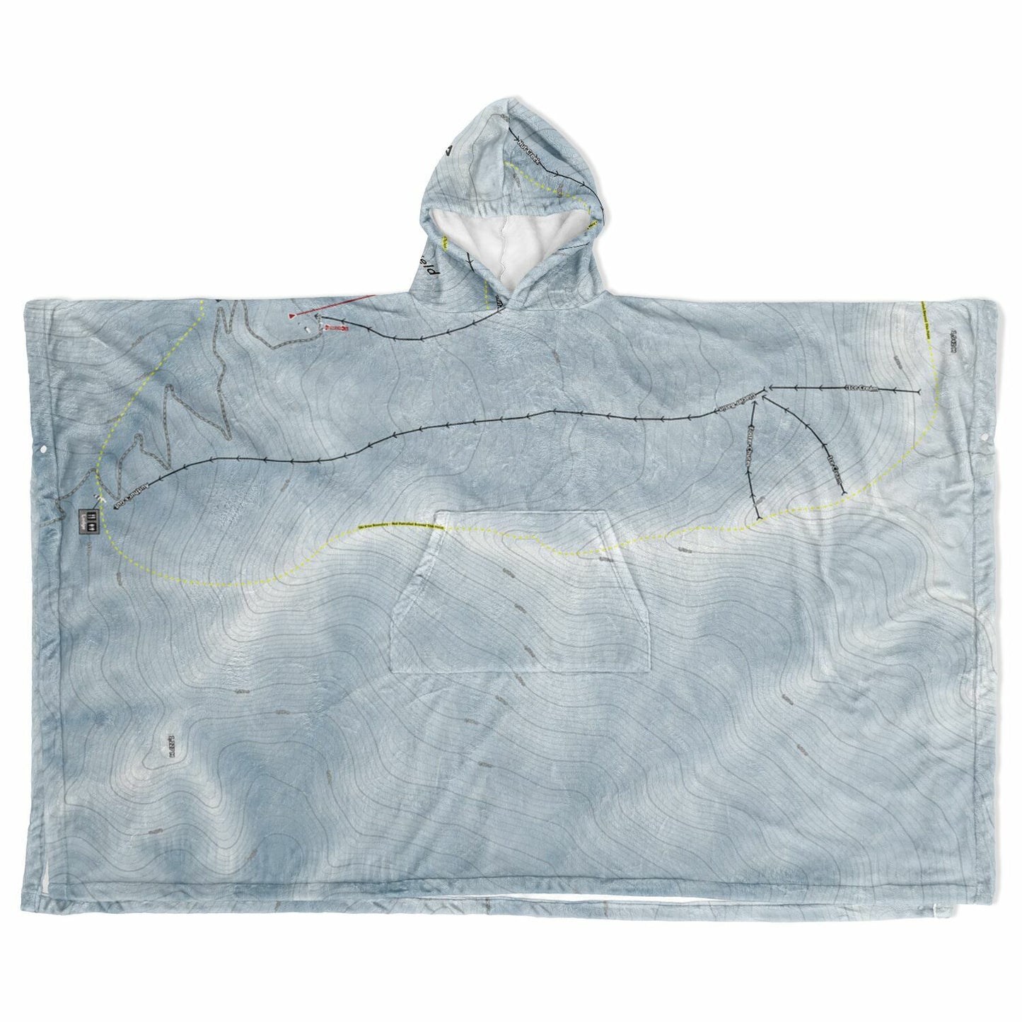 Awakino Ski Field, New Zealand Ski Resort Map Flannel Blanket Poncho - Powderaddicts