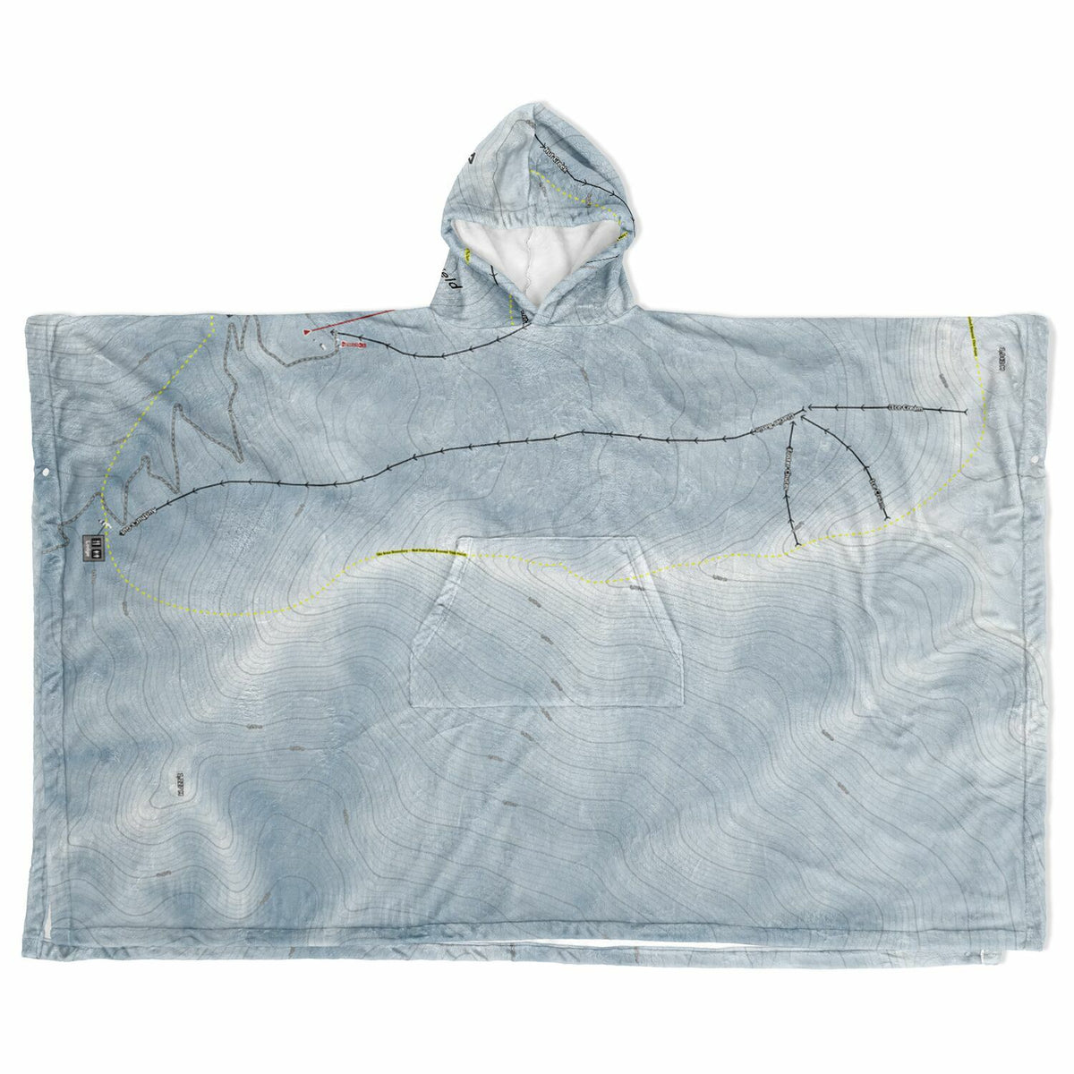 Awakino Ski Field, New Zealand Ski Resort Map Flannel Blanket Poncho