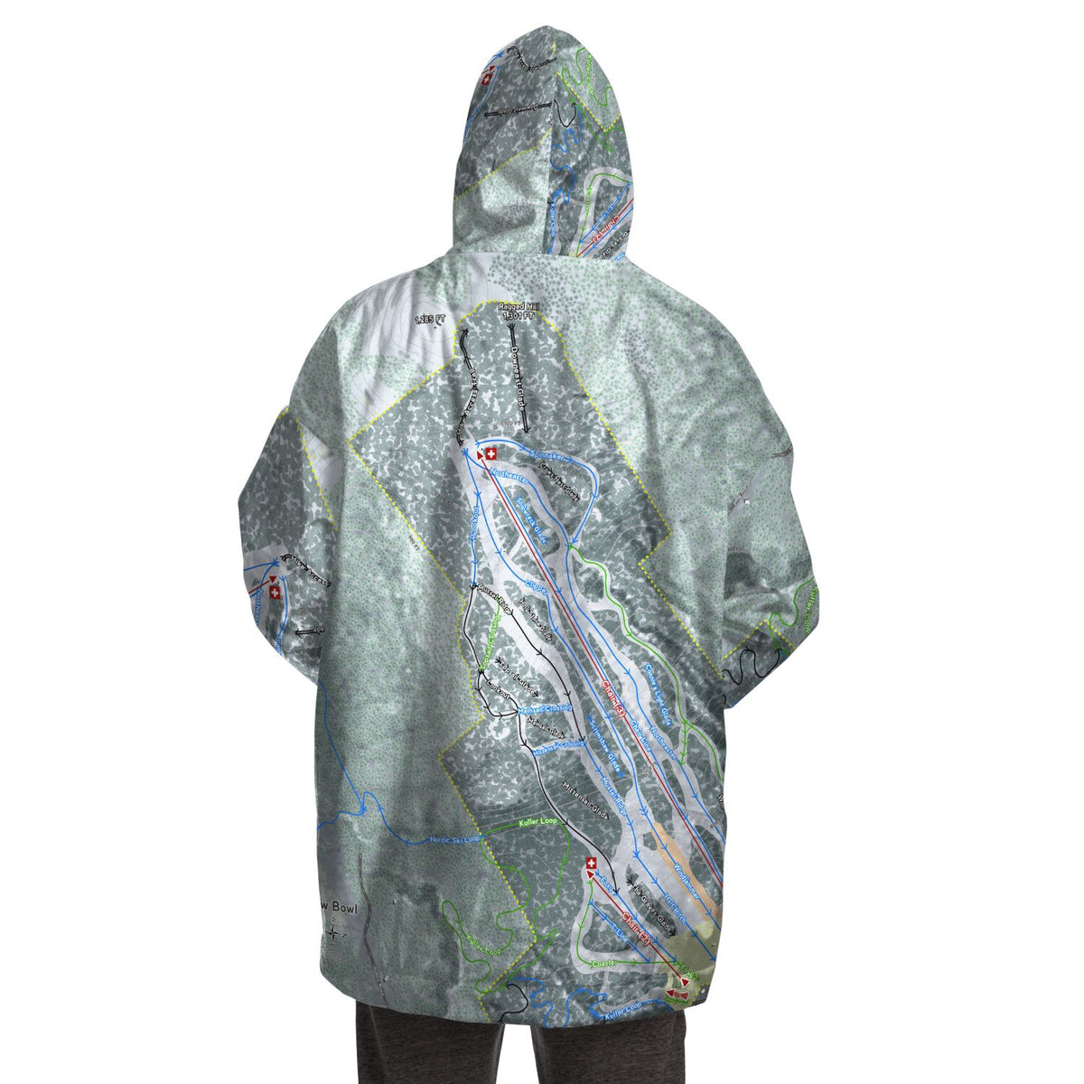 Camden Snow Bowl, Maine Ski Trail Map - Snug Hoodie
