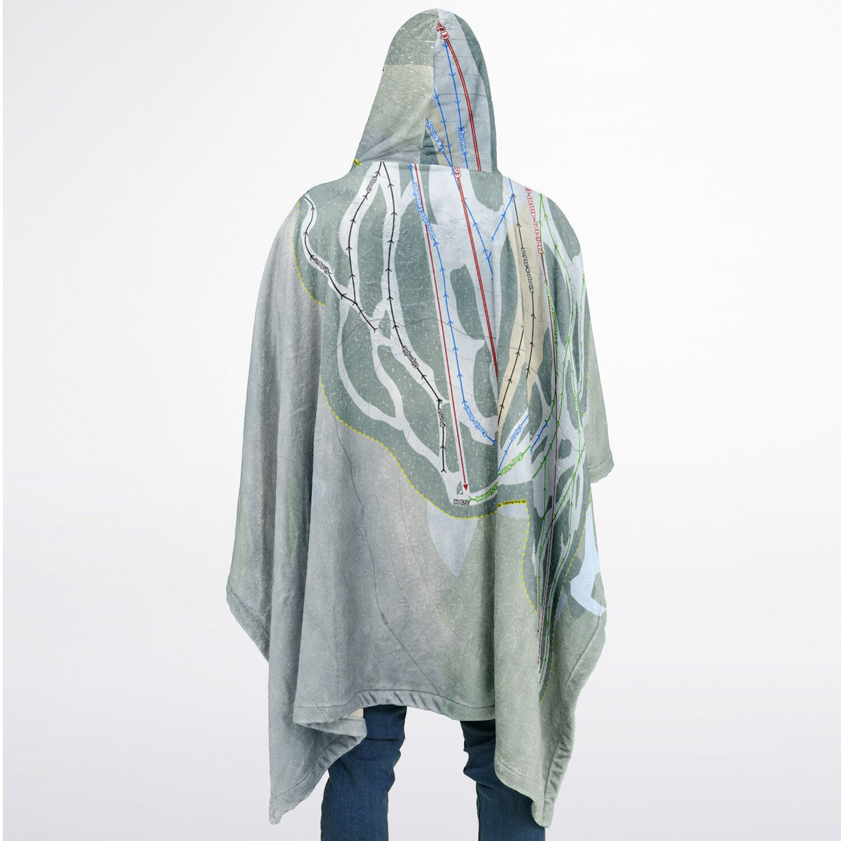 Sommet Edelweiss, Quebec Ski Resort Map Flannel Blanket Poncho