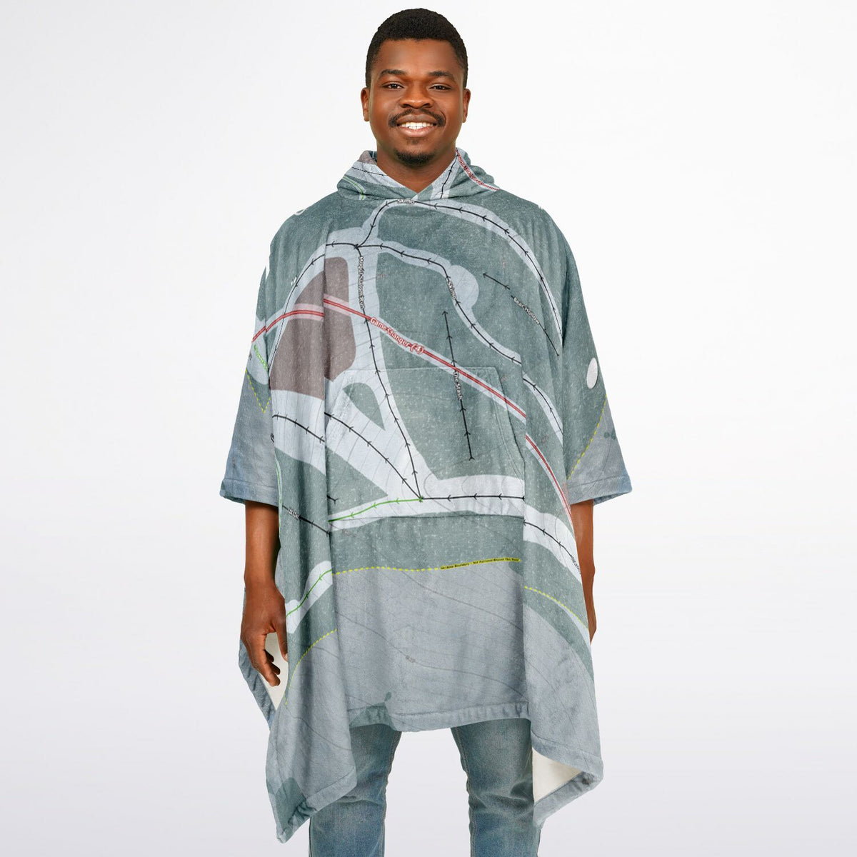 Utah Olympic Park, Utah Ski Resort Map Flannel Blanket Poncho