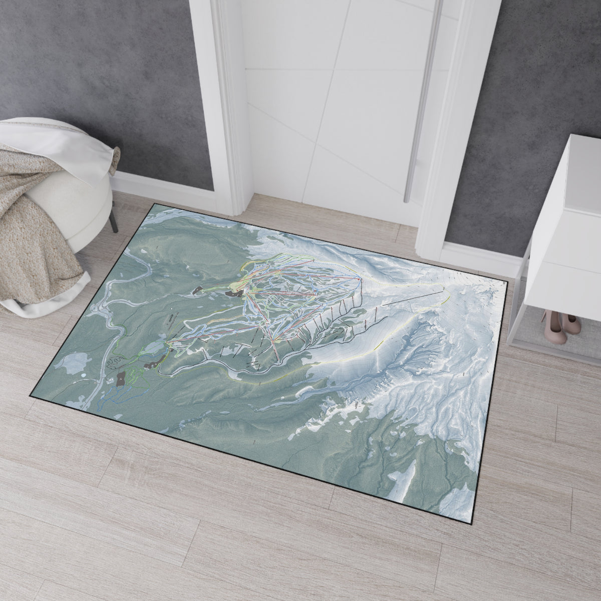 Mt Hood Meadows, Oregon Ski Resort Map Heavy Duty Floor Mat