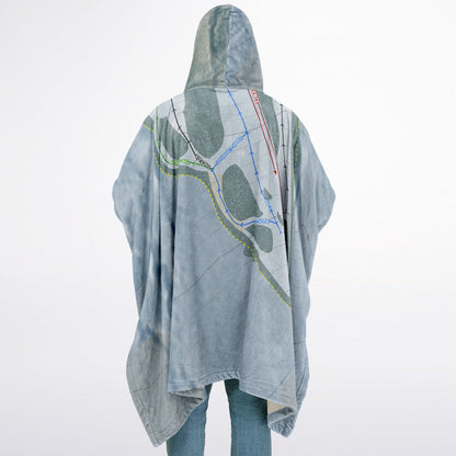 Cochrans, Vermont Ski Resort Map Flannel Blanket Poncho