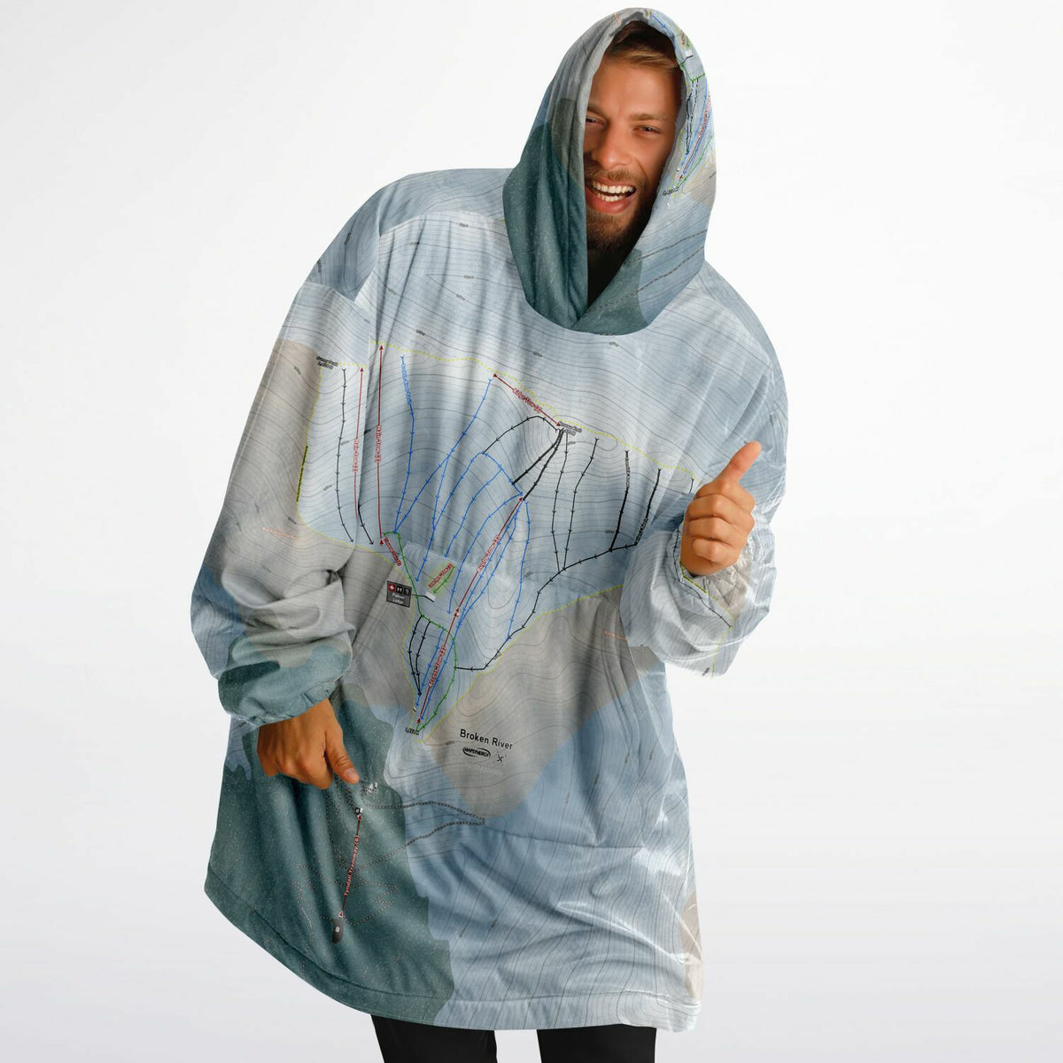 Broken River, New Zealand Ski Trail Map - Snug Hoodie