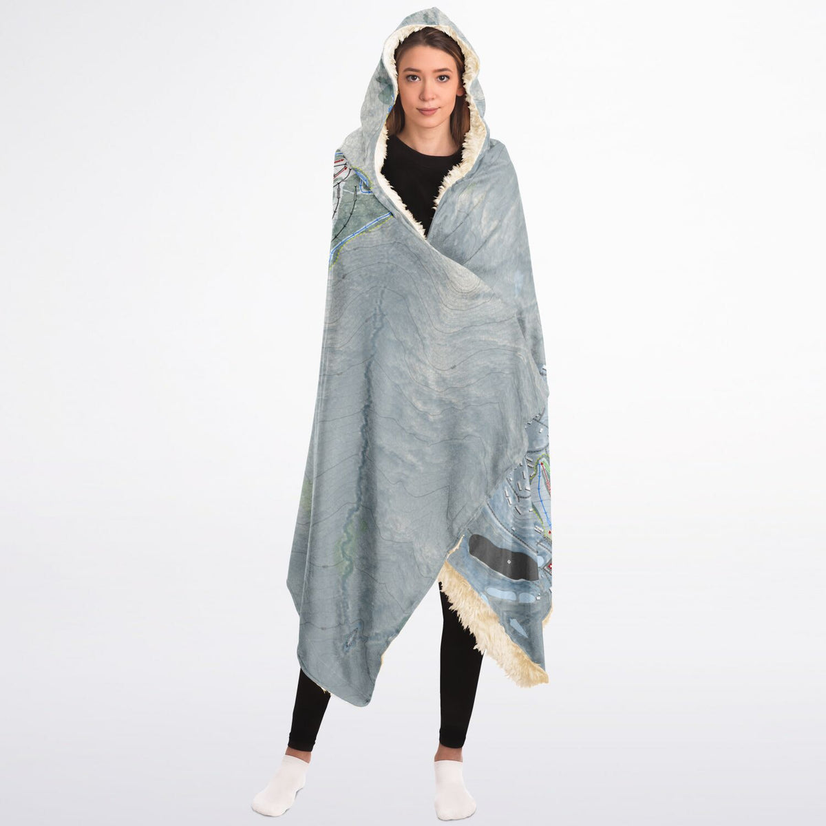 Bromley, Vermont Ski Trail Map - Adult Hooded Blanket