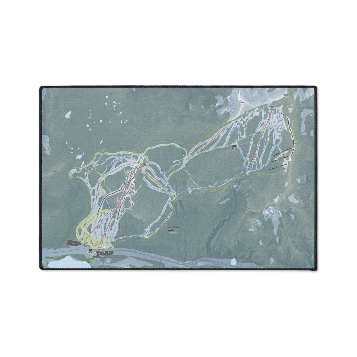 White Pass, Washington Ski Resort Map Heavy Duty Floor Mat