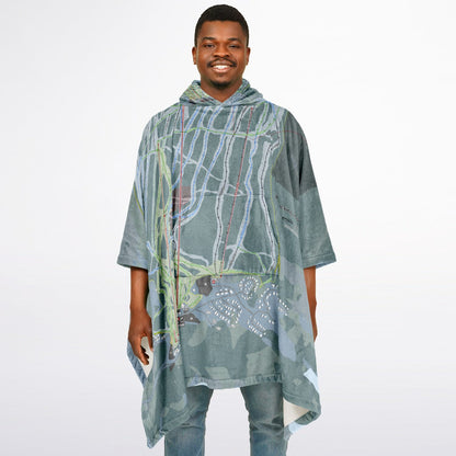 Kicking Horse, British Columbia Ski Resort Map Flannel Blanket Poncho