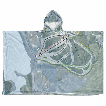 King Pine, New Hampshire Ski Resort Map Flannel Blanket Poncho