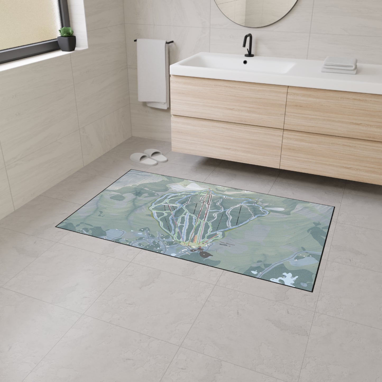 Magic Mountain, Vermont Ski Resort Map Heavy Duty Floor Mat