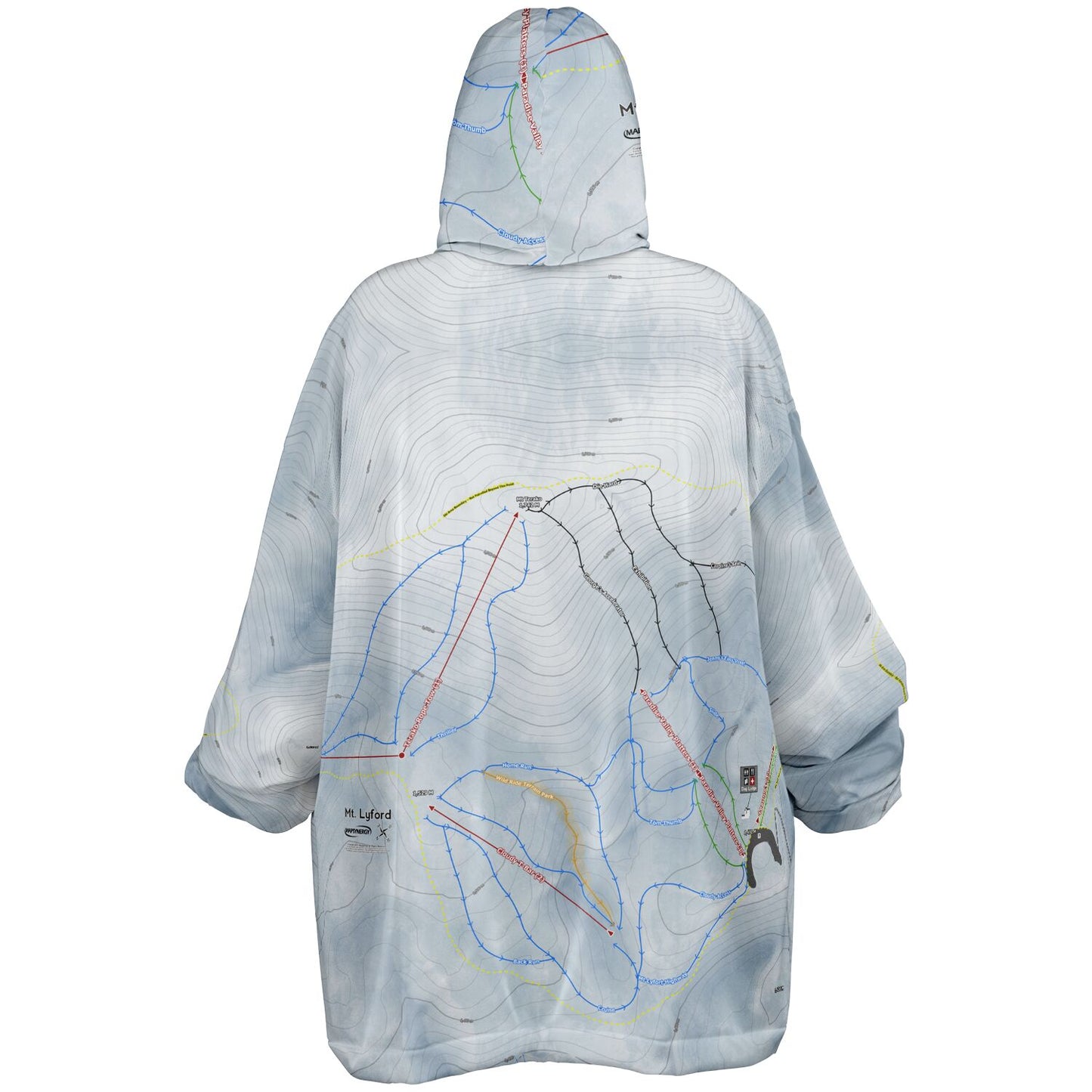 Mt Lyford, New Zealand Ski Trail Map - Snug Hoodie - Powderaddicts