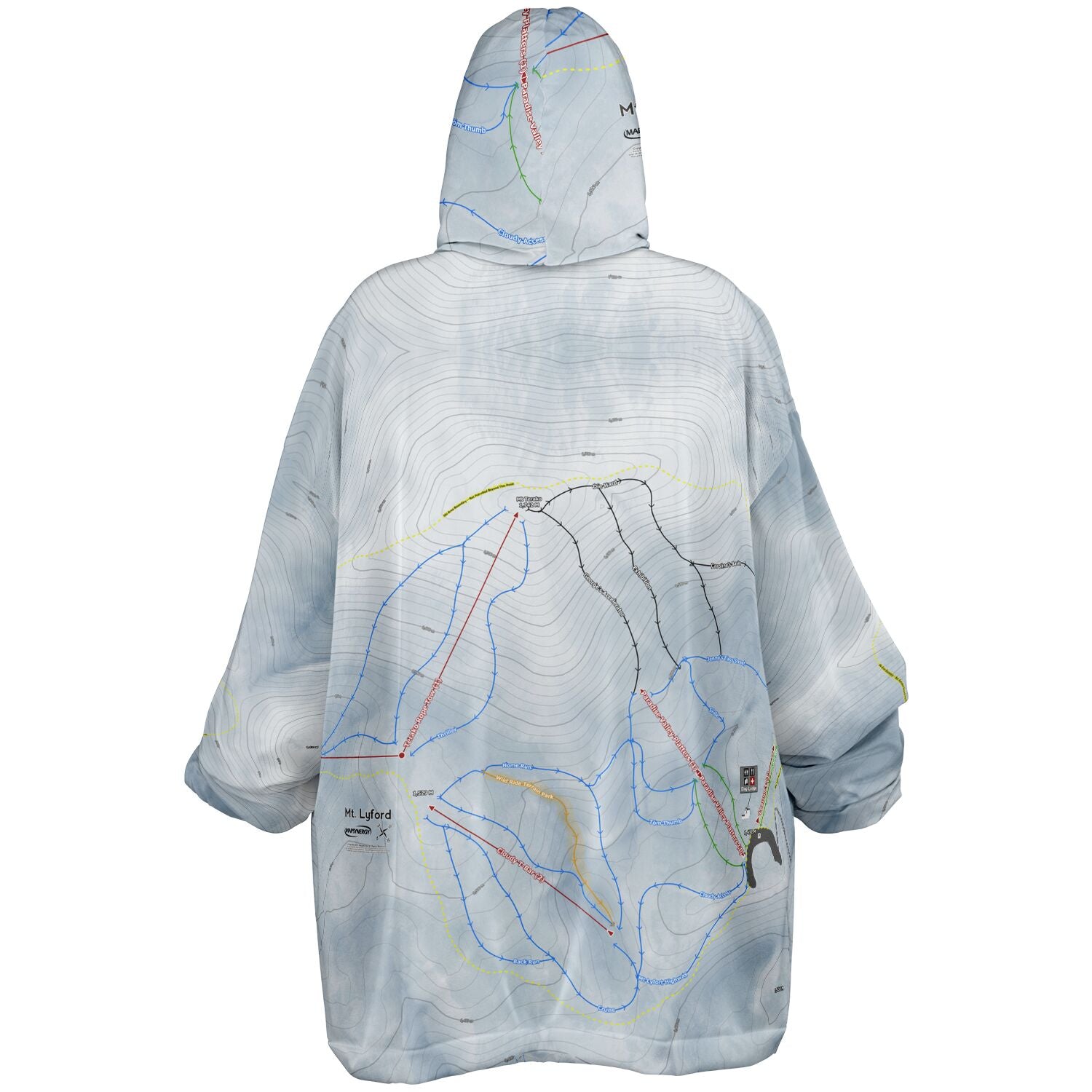Mt Lyford, New Zealand Ski Trail Map - Snug Hoodie