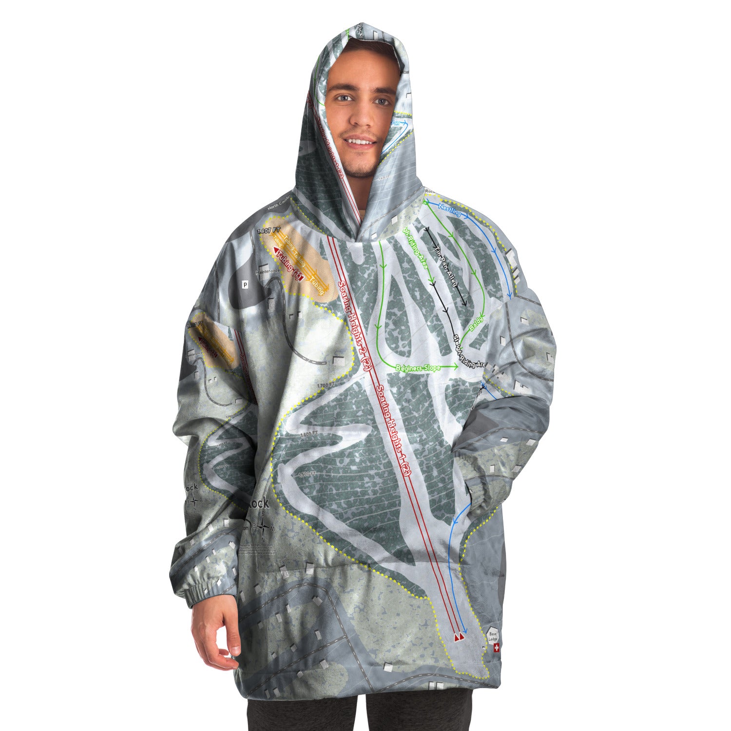 Eagle Rock, Pennsylvania Ski Trail Map Snug Hoodie