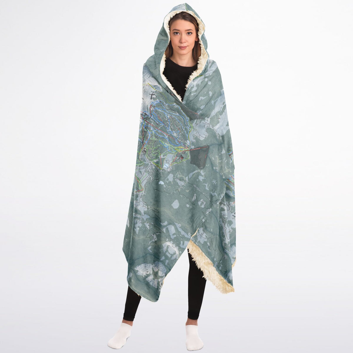 Big Sky Combo, Montana Ski Trail Map - Adult Hooded Blanket