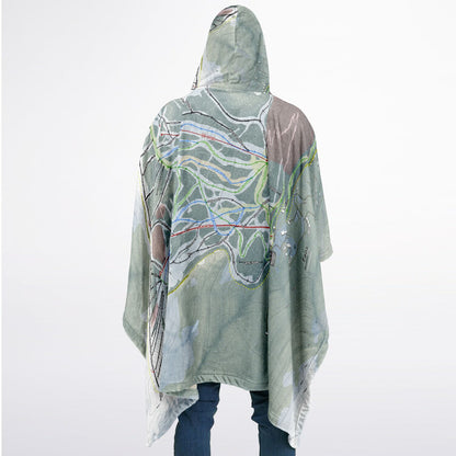Taos, New Mexico Ski Resort Map Flannel Blanket Poncho