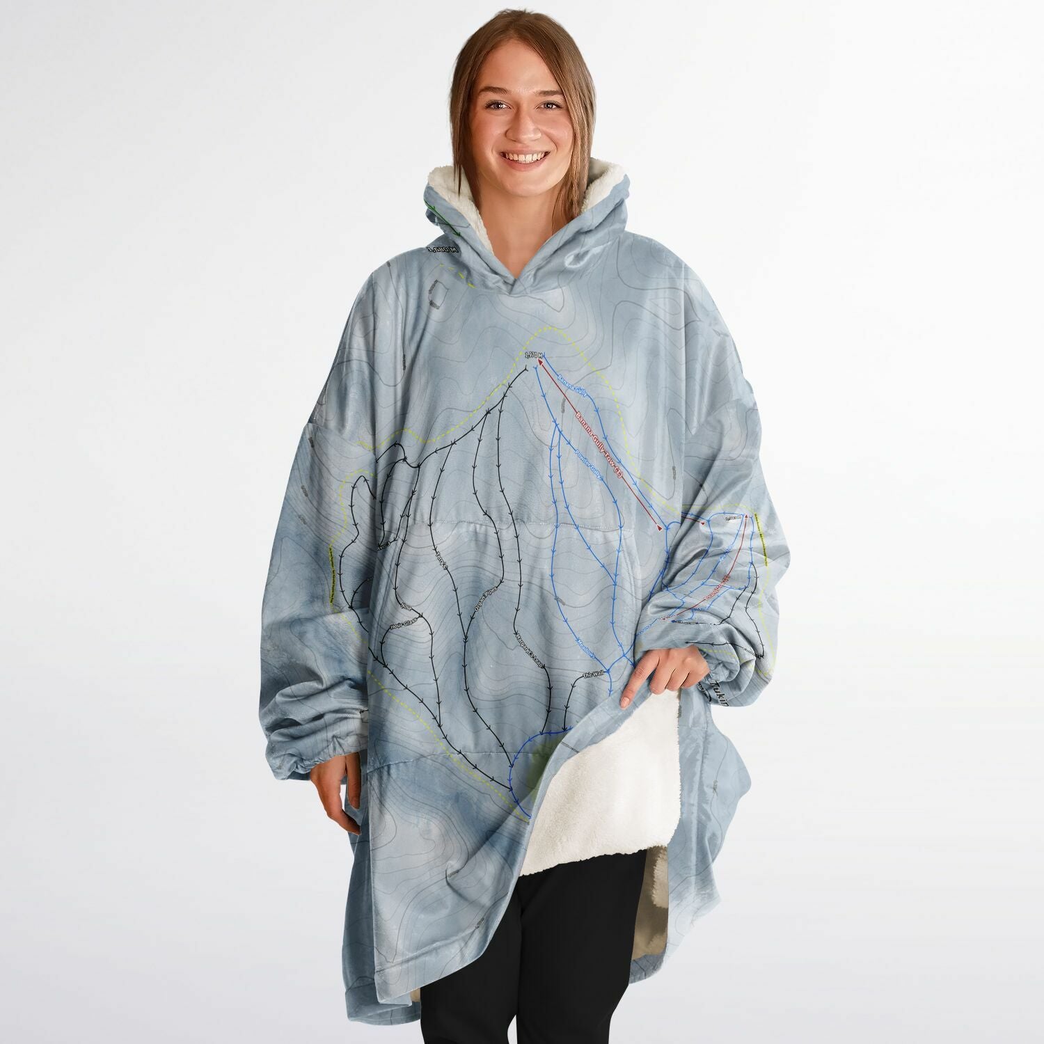 Tukino, New Zealand Ski Trail Map - Snug Hoodie