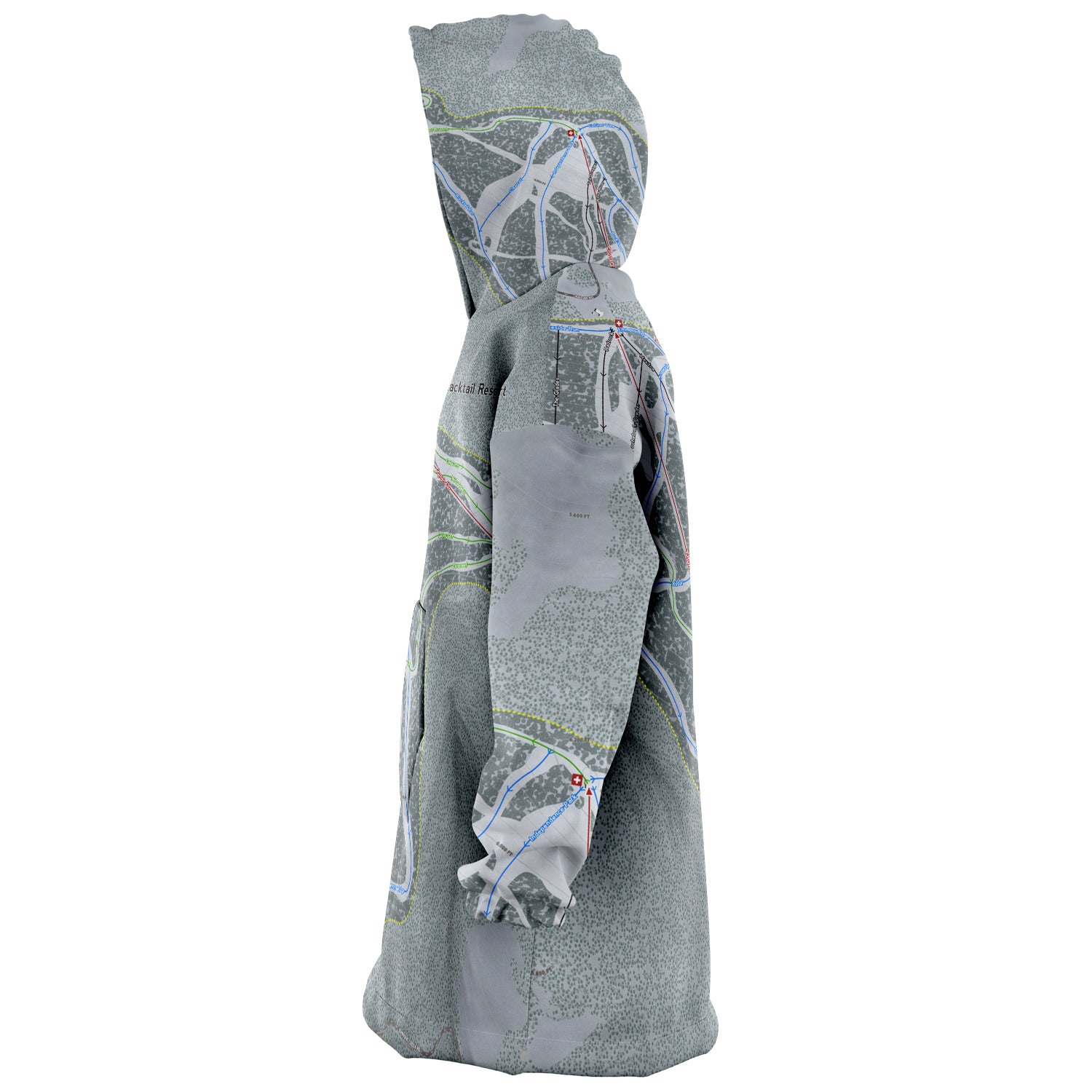 Blacktail, Montana Ski Trail Map - Snug Hoodie - Powderaddicts