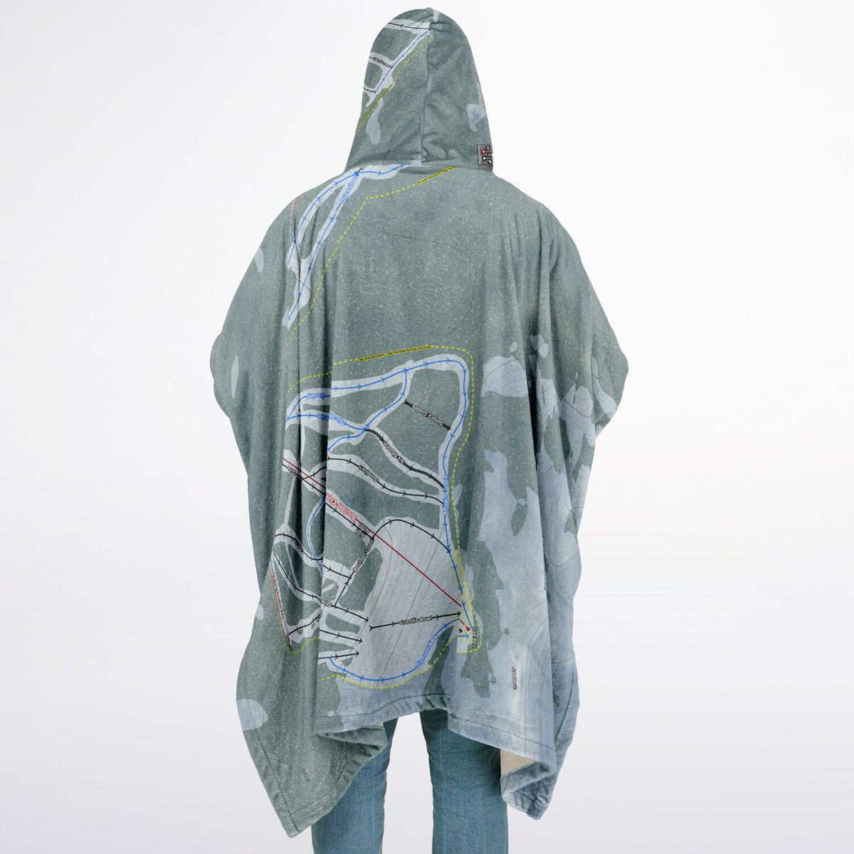 Dodge Ridge, California Ski Resort Map Flannel Blanket Poncho