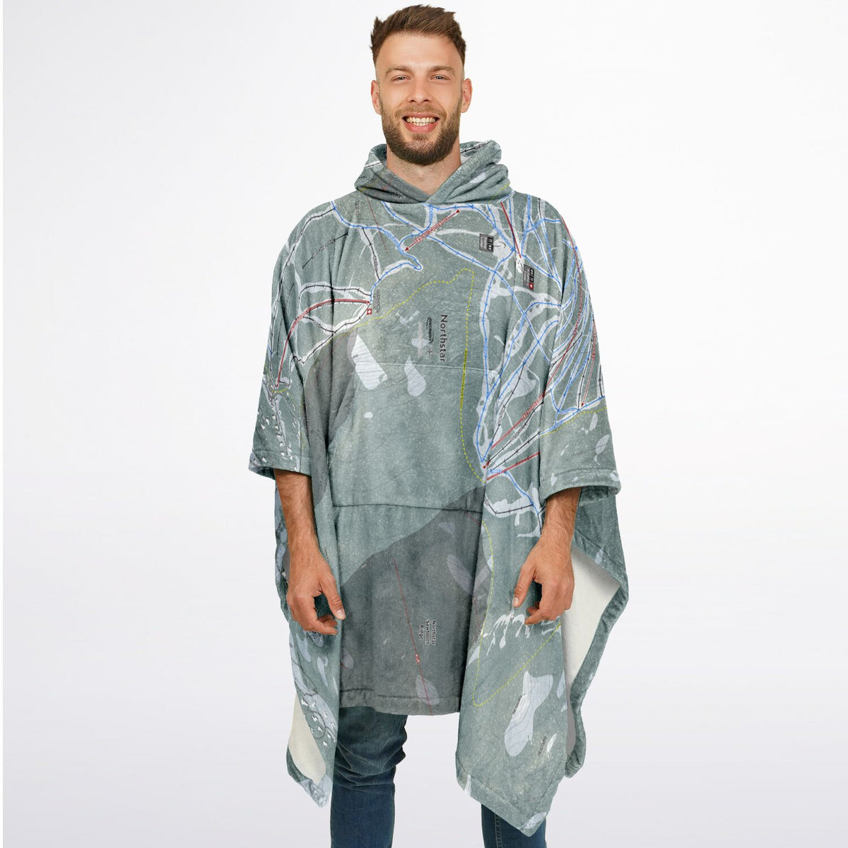 Northstar, California Ski Resort Map Flannel Blanket Poncho