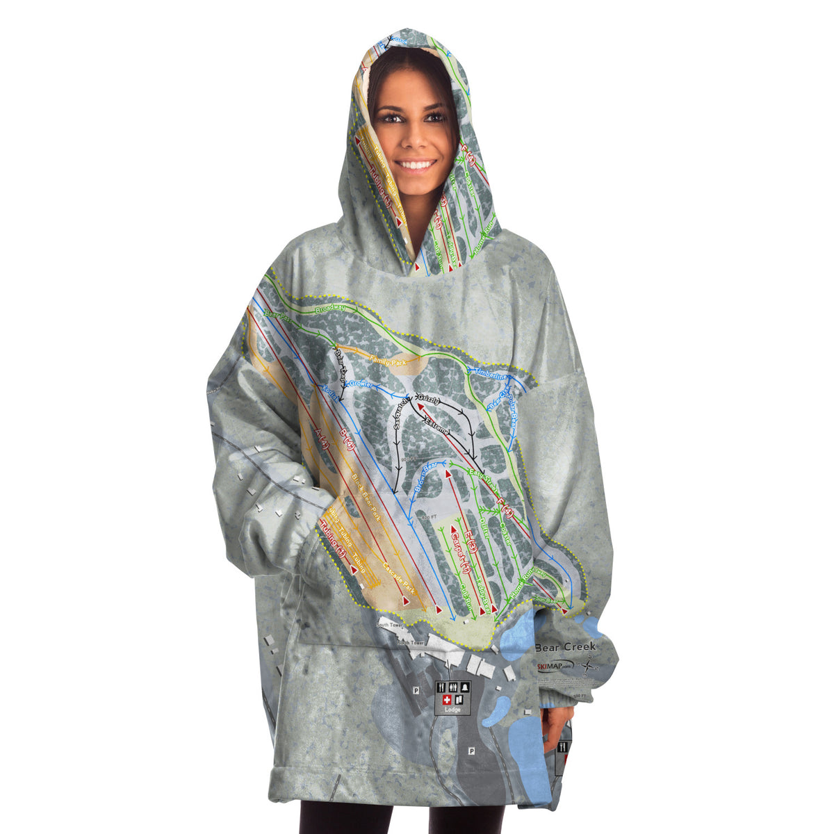 Bear Creek, Pennsylvania Ski Trail Map Snug Hoodie
