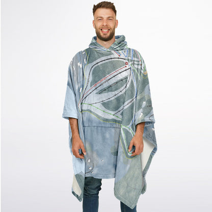 King Pine, New Hampshire Ski Resort Map Flannel Blanket Poncho