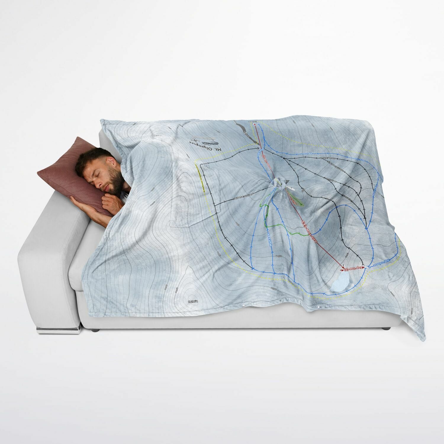 Mt Olympus, New Zealand Ski Resort Map Flannel Blanket Poncho