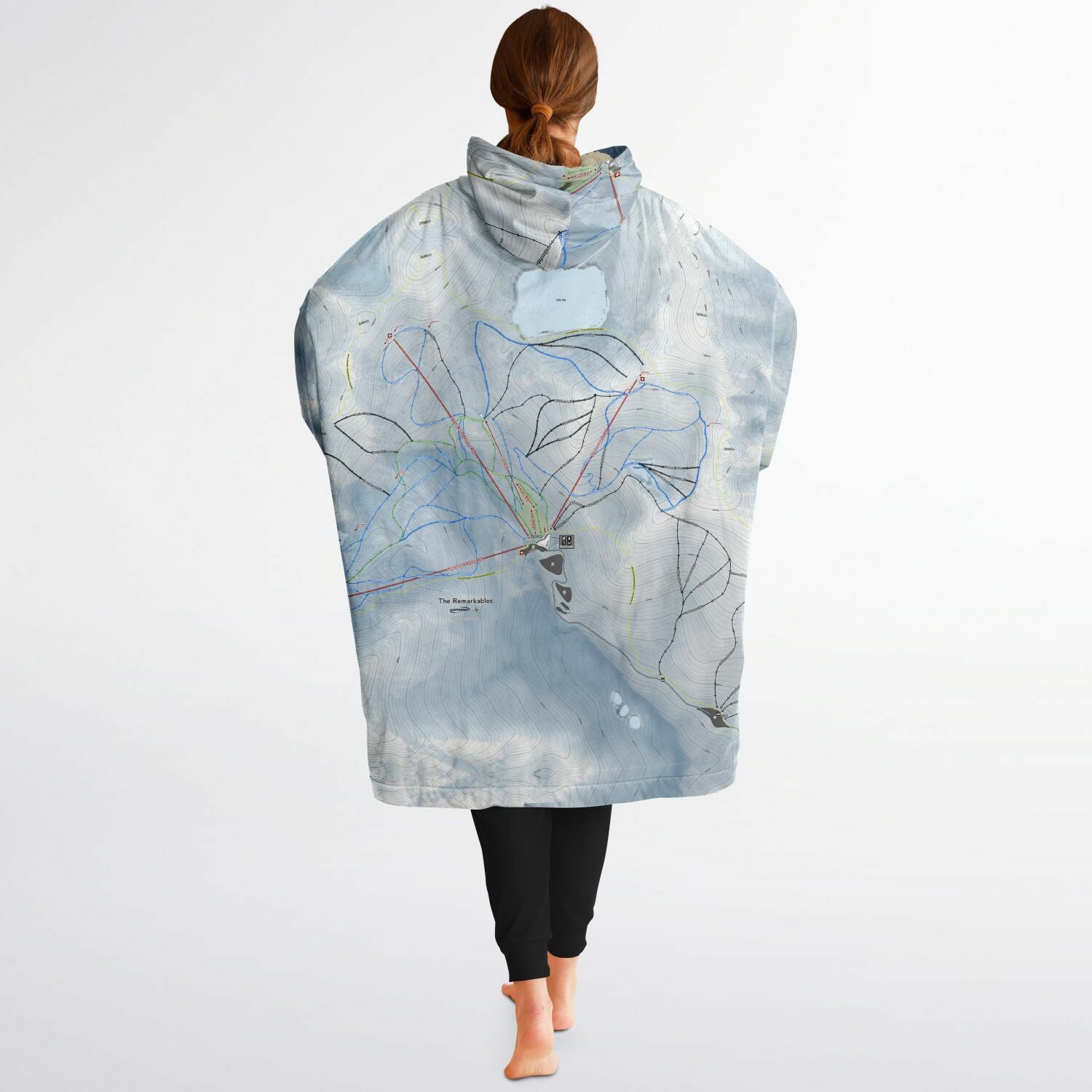 The Remarkables, New Zealand Ski Trail Map - Snug Hoodie - Powderaddicts