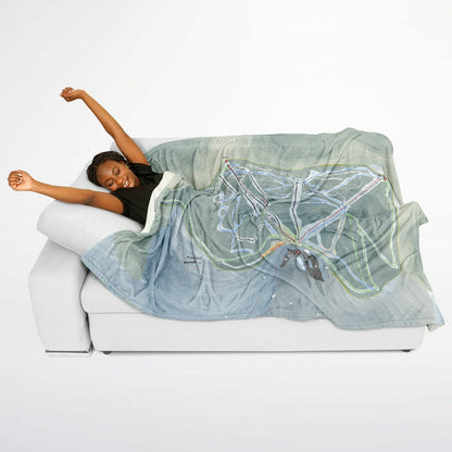 Plattekill, New York Ski Resort Map Flannel Blanket Poncho
