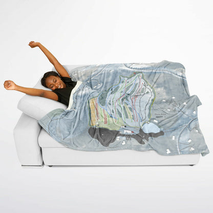Mount Peter, New York Ski Resort Map Flannel Blanket Poncho