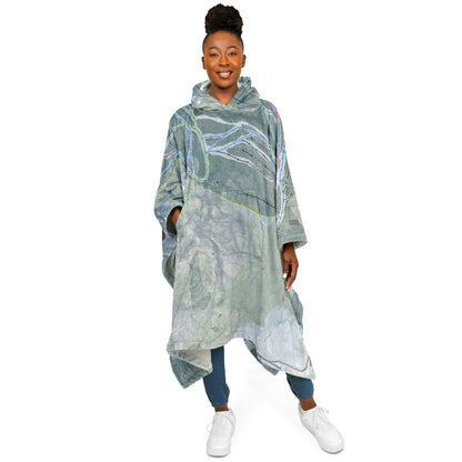 Tenney Mountain, New Hampshire Ski Resort Map Flannel Blanket Poncho
