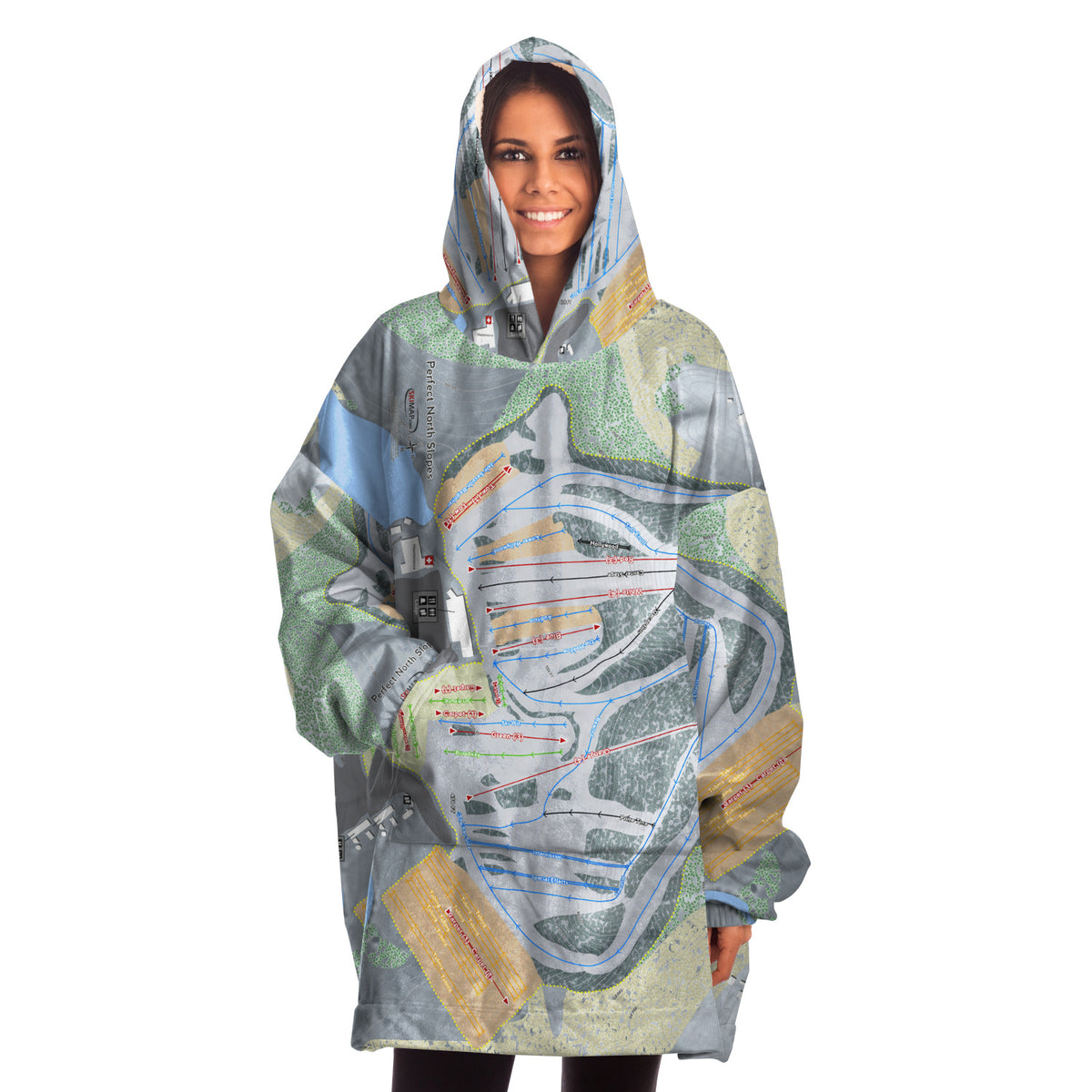 Perfect North Slopes, Indiana Ski Trail Map - Snug Hoodie